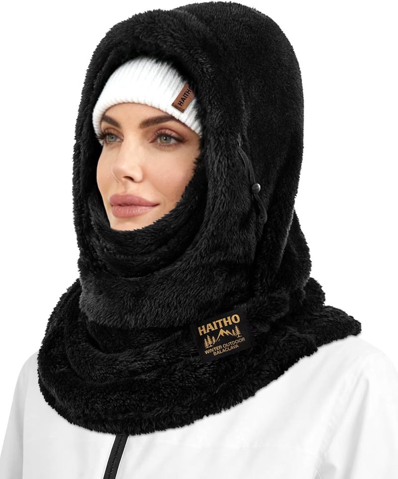 HAITHO Ski Mask Balaclava for Women Men, Winter Full Face Mask Hooded Scarf for Cold Weather, Warm Fleece Head Cover Neck Warmer - Image 1